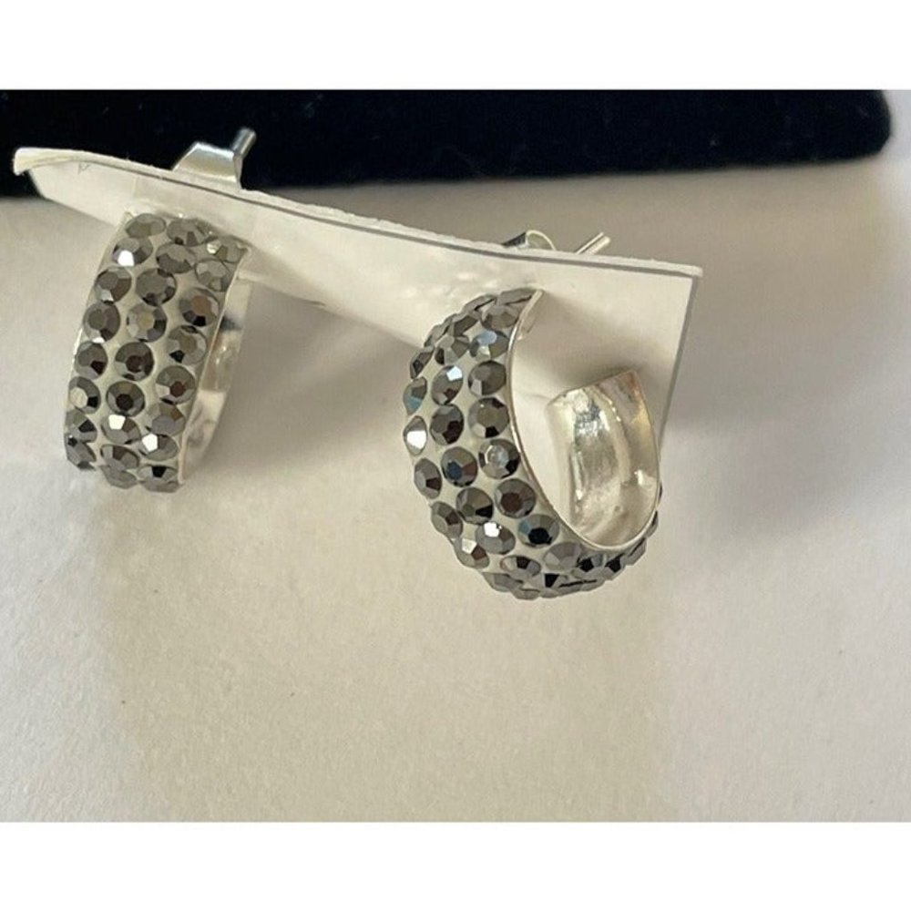 .925 silver black stone earrings